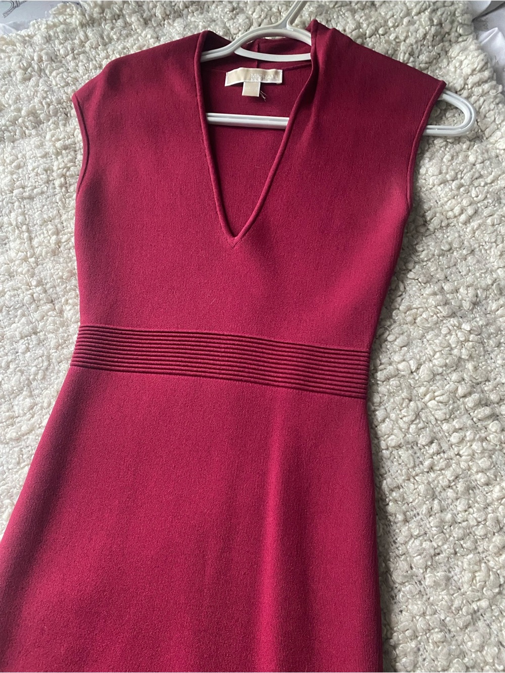MICHAEL Michael Kors Sleeveless V-Neck Midi Dress in Burgundy